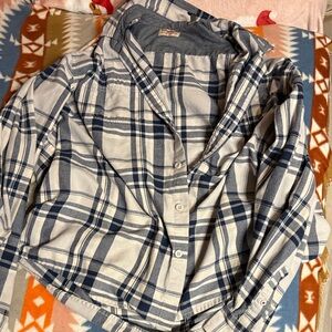 Wrangler Kids White & Blue Plaid Button-Down Shirt